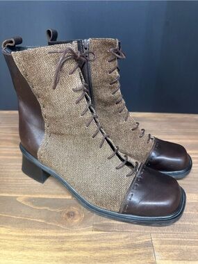 Naot Brown Leather Herringbone Lace-Up or Zip-up Boots